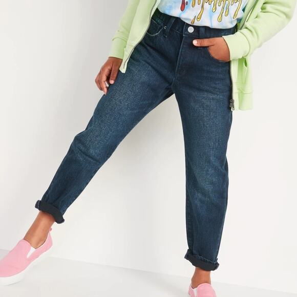 Old Navy High-Waisted O.G. Straight Built-In Tough Dark-Wash Jeans 12 - Picture 1 of 8